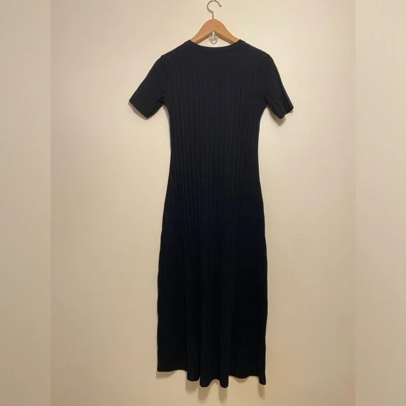 Zara Black Ribbed Midi Dress. Size M . Style 4174/653/800 - Picture 2 of 8